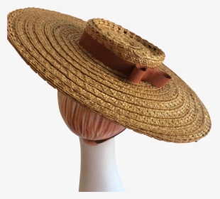 New York Creations Wide Brim Tilt Straw Hat 1940s - Wool, HD Png Download, Transparent PNG