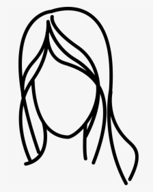 Female With Long Wavy Hair Outline - Line Drawing Hair Outline, HD Png Download, Transparent PNG