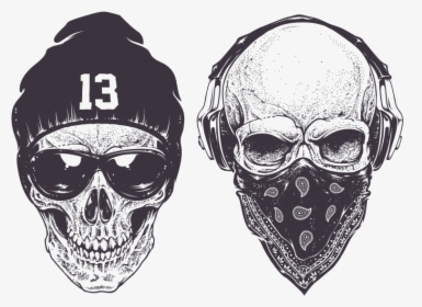 Skull Gangster Vector Rap Gangsta Drawing Clipart - Royalty Free Skull Png, Transparent Png, Transparent PNG