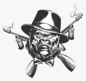 Gorilla Drawing Gangster - Gangster Gorilla Tattoo, HD Png Download, Transparent PNG