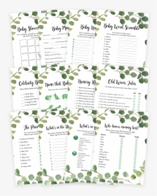 Greenery Foliage Baby Shower Game Pack - Greenery Baby Shower Games, HD Png Download, Transparent PNG