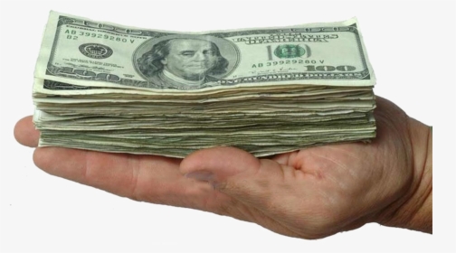 Transparent Cash In Hand Png - Holding Stack Of Money, Png Download, Transparent PNG