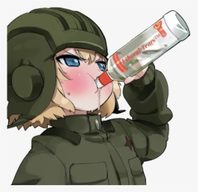 Anime Girls Drinking Alcohol , Png Download - Russian Soldier Anime Girl, Transparent Png, Transparent PNG
