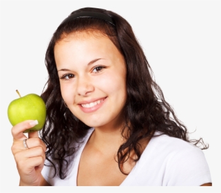 Png Woman Apple - Girl Happy Eating Apple, Transparent Png, Transparent PNG