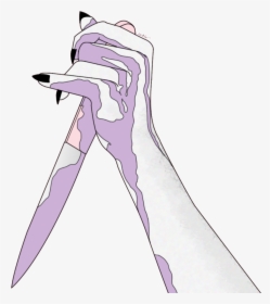 Knife Hand Grunge Anime Manga Aesthetic Tumblr Creepy - Girl With Knife Drawing, HD Png Download, Transparent PNG