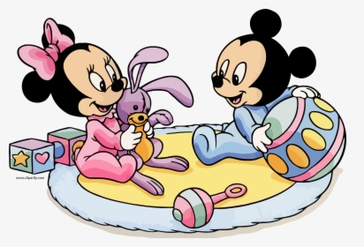 Baby Mickey Baby Minnie Ball Bunny Toy Clipart Png - Baby Mickey And Minnie Coloring Pages, Transparent Png, Transparent PNG