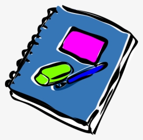 Notebook, Journal, Eraser, Rubber, Pen, Pencil, Blue - Notebook Clip Art, HD Png Download, Transparent PNG