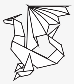 Dragon Paper Black White Line Art Hunky Dory Svg Colouringbook - Origami Paper Dragon Drawing, HD Png Download, Transparent PNG