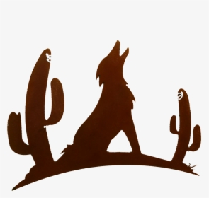 Howling Coyote With Cactus Larger Image Clipart , Png - Clip Art, Transparent Png, Transparent PNG