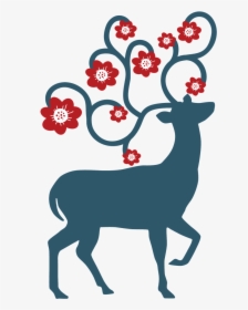 Hand Painted Sika Deer Silhouette Transparent - Christmas Day, HD Png Download, Transparent PNG