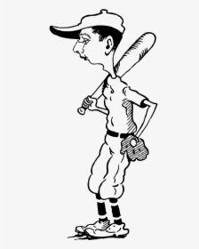 Old Baseball Player Cartoon Black And White, HD Png Download, Transparent PNG