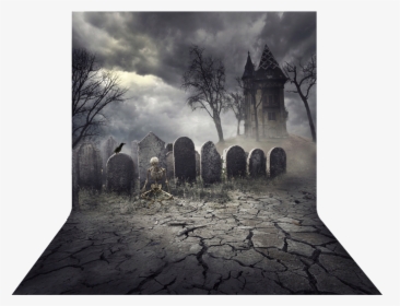 #halloween #graveyard #cemetary #freetoedit - Spooky Church And Graveyard, HD Png Download, Transparent PNG