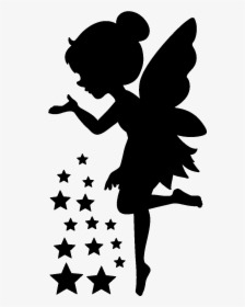 Sticker Enfant Fee Et Les Etoiles Ambiance Sticker - Vector Cute Fairy Silhouette, HD Png Download, Transparent PNG