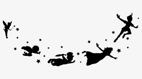 Peter Pan And Friends Flying - Silhouette Peter Pan Clipart, HD Png Download, Transparent PNG