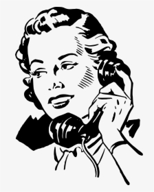 Retro Clipart Library - Woman Talking On Phone Clipart, HD Png Download, Transparent PNG