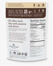 Navitas Cacao Powder Nutrition, HD Png Download, Transparent PNG