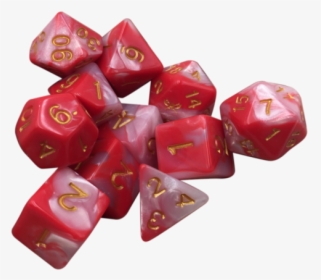 Huntress- Red And White Swirl Color With Gold Numbers - Red White Swirl Dice, HD Png Download, Transparent PNG