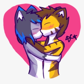 Kissing Furry Couple - Art Furry Kiss, HD Png Download, Transparent PNG