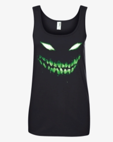 Halloween Shirt Scary Face Halloween Dark Green Glow - Active Tank, HD Png Download, Transparent PNG