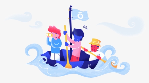3 People Looking Forward On A Boat In High Seas , Png - Illustration, Transparent Png, Transparent PNG