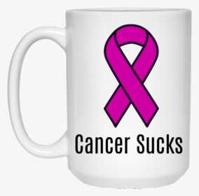 Cancer Sucks Purple Ribbon Cancer Awareness 15 Oz - Transparent Background Cervical Cancer Ribbon, HD Png Download, Transparent PNG