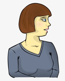 Woman Looking Sideways - Woman Looking Sideways Cartoon, HD Png Download, Transparent PNG
