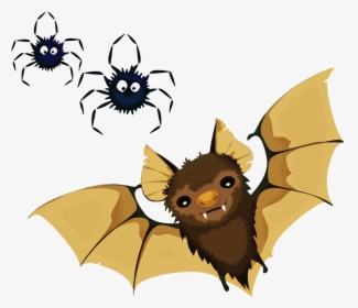 Vampire Bat And Spiders Clip Arts - Little Brown Bat Clipart, HD Png Download, Transparent PNG