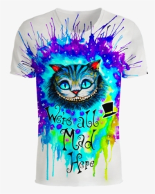Cheshire Cat Alice In Wonderland 3d T-shirt - We Re All Mad Here Watercolor, HD Png Download, Transparent PNG