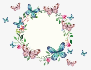 Freepi Com Floral Wreath - Butterfly Frame Png, Transparent Png, Transparent PNG