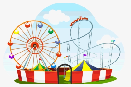 Amusement Park Transparent - Amusement Park Cartoon Drawing, HD Png Download, Transparent PNG
