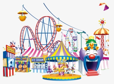 Transparent Roller Coaster Clip Art - Amusement Park Cartoon Png, Png Download, Transparent PNG