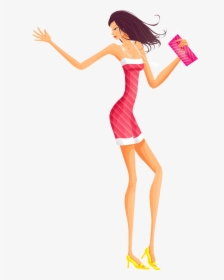 Party Girl Dancing Png - Tall And Slim Girl Cartoon, Transparent Png, Transparent PNG