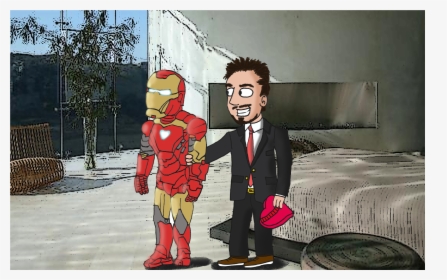 Tony Stark And Ironman - Cartoon, HD Png Download , Transparent Png Image -  PNGitem