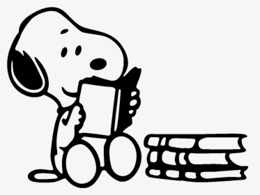 Reading Png Black And White - Snoopy Reading Png, Transparent Png, Transparent PNG