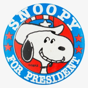 Snoopy For President With Hat Entertainment Button - Snoopy President, HD Png Download, Transparent PNG