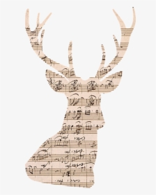 Deer, Stag, Antlers, Music, Sheet Music, Vintage - Illustration, HD Png Download, Transparent PNG