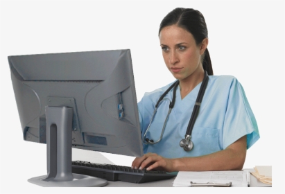 Nurse Using A Computer, HD Png Download, Transparent PNG