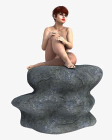 Woman, Natural, Rock, Sitting, Nature, Girl, Outdoor - Sitting, HD Png Download, Transparent PNG