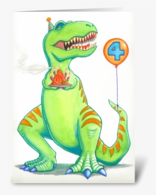 T-rex Birthday Greeting Card - Cartoon, HD Png Download, Transparent PNG