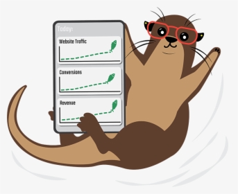 Online Otter Holding Phone - Cartoon, HD Png Download, Transparent PNG