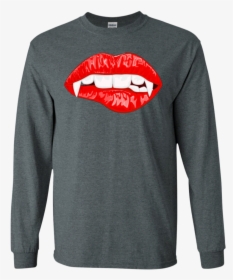 Red Female Lips With Vampire Fangs Halloween Horror - Shirt, HD Png Download, Transparent PNG