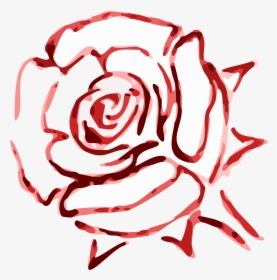 Garden Roses Cut Flowers Red - Red Rose Outline Clipart, HD Png Download, Transparent PNG