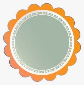 Orange Flower Outline Badge With Gray Round - Round Border Flower Outline, HD Png Download, Transparent PNG