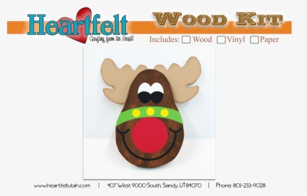 Rudolph Reindeer Head Hanger Wood Kit W Vinyl 15 X - Cartoon, HD Png Download, Transparent PNG
