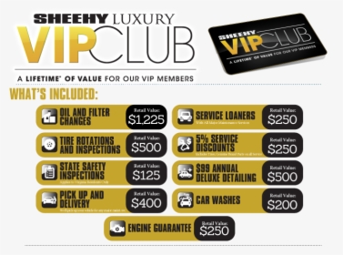 Sheehy Luxury Vip What S Included - Sheehy Vip Club, HD Png Download, Transparent PNG