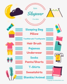 Free Printable Sleepover Checklist For Kids Kids Can - Packing List What To Pack For A Sleepover, HD Png Download, Transparent PNG