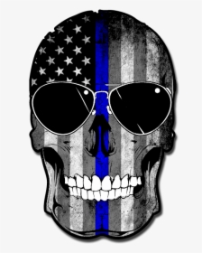 Blue Line Flag Skull, HD Png Download, Transparent PNG