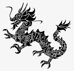 Tribal Asian Dragon Silhouette - Asian Dragon Silhouette, HD Png Download, Transparent PNG