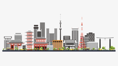 Tokyo, Japan, Aljanh - Tokyo Skyline With Grey Buildings Vector, HD Png Download, Transparent PNG
