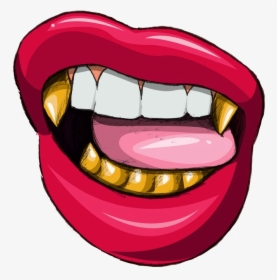 Grillz Drawing Lips - Cartoon Lips With Grill, HD Png Download, Transparent PNG